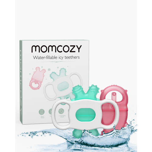 Momcozy Water Fillable Teether (Green and Pink 2 Pcs)