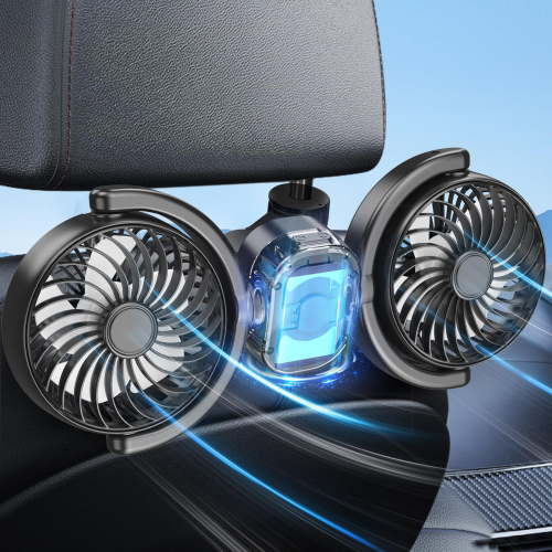 Rechargeable Car Fan for Backseat Kids Baby, Battery and USB Dual Power Car Fans, Powerful 3 Speeds 360° Rotatable Dual Head Cooling Car Seat Fan for Sedan SUV RV Truck Vehicle
