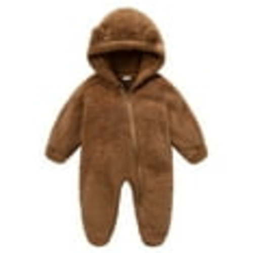 Ovbmpzd Baby Bodysuits Boy Hooded Brown Full Zip up Fleece Solid Warm Footed Sleepers Baby Girl Gifts 6-9 Months