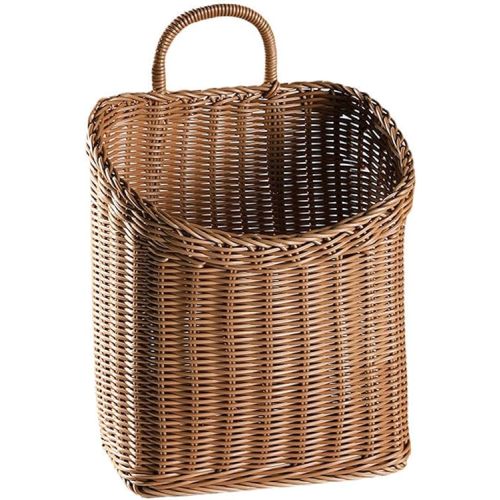 Woven Hanging Wicker Basket for Door, Handmade Rattan Hanging Wall Baskets for Garden Farmhouse Home