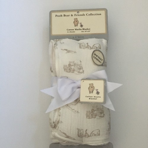 Baby Blanket Cotton Muslin with Soft Lining Winnie the Pooh Bear & Friends