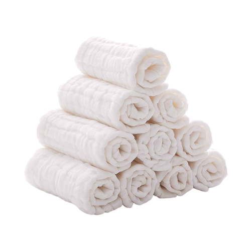 10PCS Baby Muslin Washcloths Muslin Cotton Baby Wipes Soft Newborn Baby Face Towel For Sensitive Skin Baby Registry Take care of the baby White