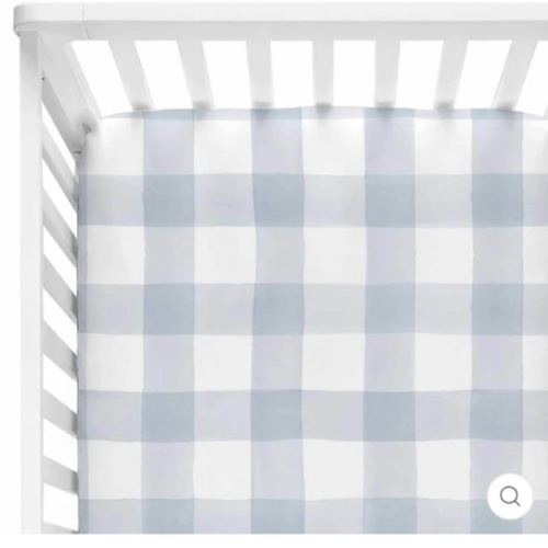 Dusty Blue Gingham Crib Sheet
