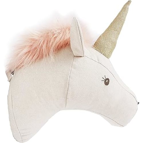 MON AMI Premium Unicorn Head Wall Mount 13", Plush Stuffed Animal Wall Toy, Wall Hanging Décor for Kid’s Nursery/Playroom/Bedroom, Unicorn Decoration