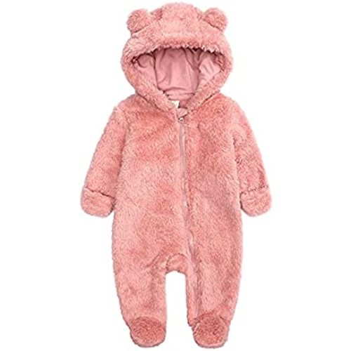 Lamgool Baby Girls Boys Footies Romper Hooded Unisex Fleece Jumpsuit Newborn Onesie Outwear Outfits for Winter 0-12M