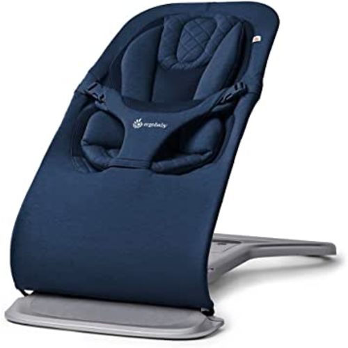 Ergobaby Evolve 3-in-1 Bouncer, Adjustable Multi Position Baby Bouncer Seat, Fits Newborn to Toddler, Midnight Blue