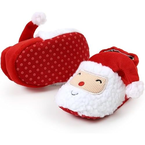 GDSDYM Baby Booties Cozy Fleece Slippers Soft Baby Shoes With Gripper Soles, Winter Warm Infant Newborn Crib Sock Shoes First Walkers