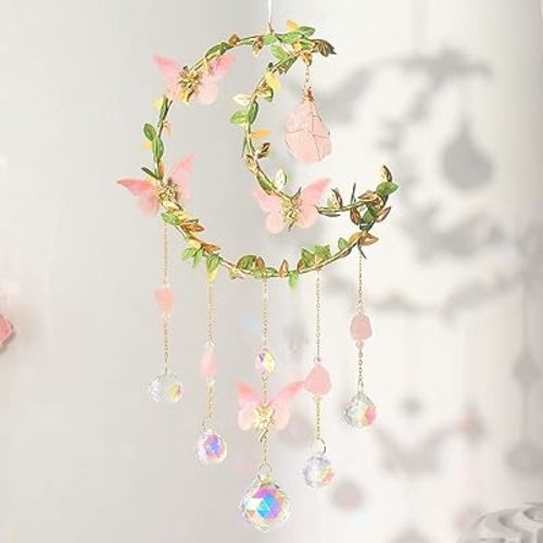 Butterfly Crystal Sun Catcher Hanging Good Luck Charms Suncatcher Room Decor Prism Rainbow Maker for Windows Home Office, Blessed Gift Ideas for Chrismas Thanksgiving Birthday