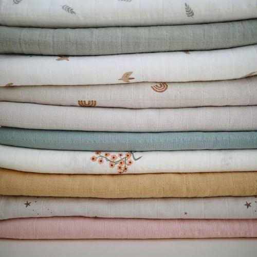 mushie Muslin Baby Swaddle Blanket | 100% Organic Cotton (Flowers)