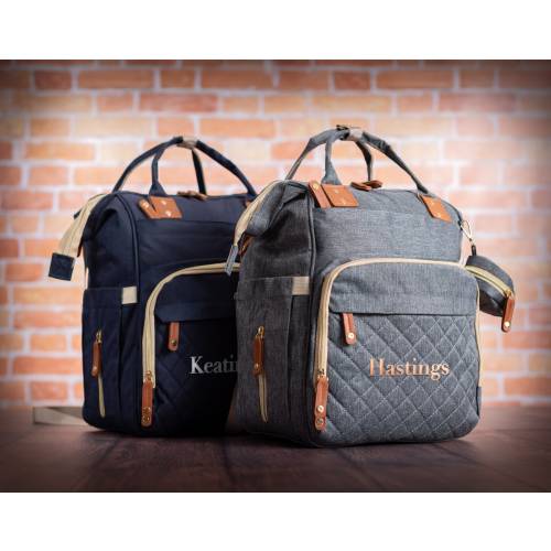 Custom Name Diaper Backpack Bag, Personalized Diaper Bag for New Mom, Twin Backpack Knapsack, Embroidered Large Bag for Mom Baby Shower Gift