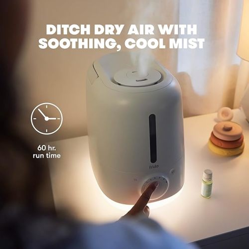 Frida Baby 3-in-1 XL Top Fill Humidifier for Bedroom, Cold & Flu Relief, 6L Tank Cool Mist Humidifier + Diffuser for Large Rooms, Mold Resistant, Nightlight, Auto-Off, Quiet, Essential Oil Diffuser