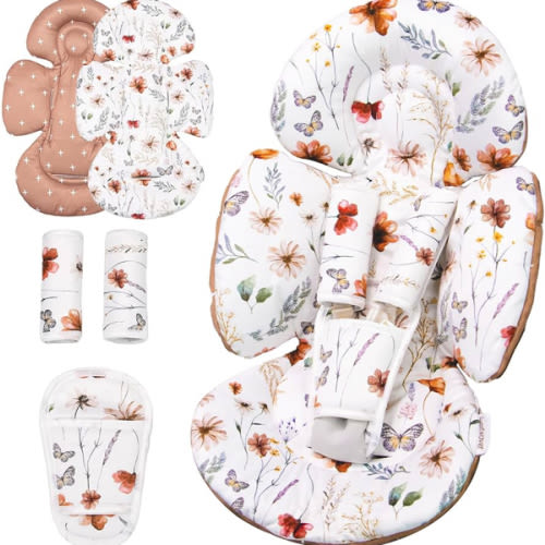 Generic Infant Car Seat Insert Compatible with Mamaroo Swing & Graco Swing and Infant Car Seat, Newborn Insert Baby Head Body Support, Reversible Design, Breathable Fabric, 1Pcs - Brown Wildflower