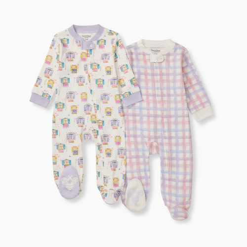 Burt's Bees Baby 2 Pack Sleep & Play Pajamas Organic Cotton - Swiss Chalet, 0-3 M