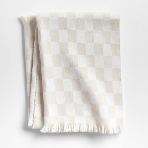 Natural Taupe Checkmate Baby Stroller Blanket by Leanne Ford