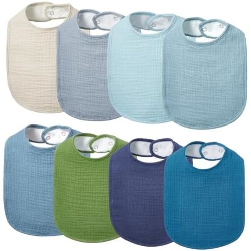Lilian&Gema Baby Bibs 8 Pack Baby Drool Bibs for Unisex Boys Girls,Soft Cotton Bibs for Teething and Drooling Newborn