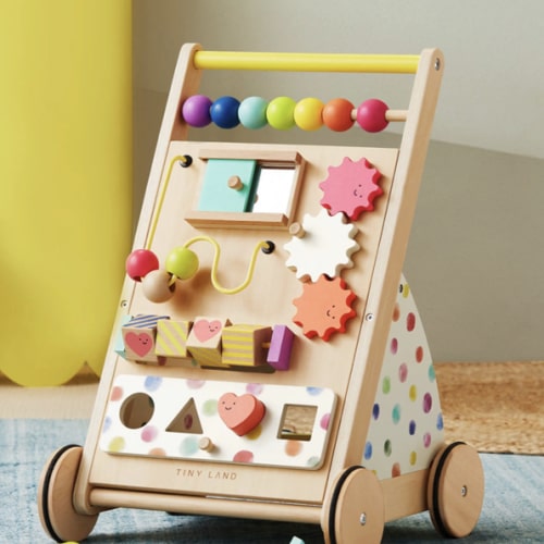 Tiny Land® Premium Natural Wooden Activity Walker