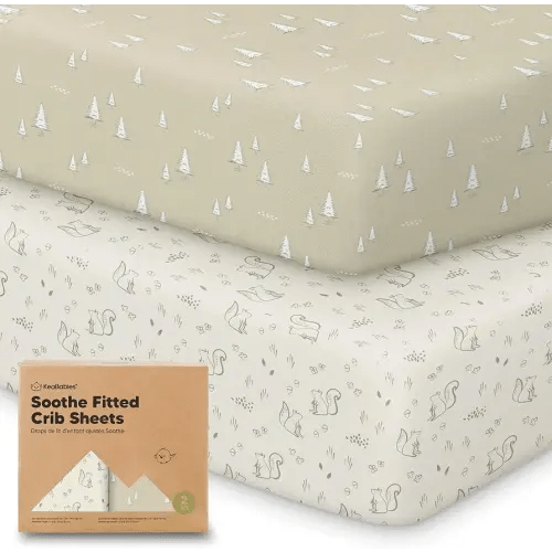 KeaBabies 2-Pack Organic Crib Sheets for Boys, Girls - 52x28 Fitted Crib Mattress Sheet Neutral, Breathable Jersey Cotton Cover for Baby Bed, Toddler Mattress, Soft & Cute Prints (Pine Grove)
