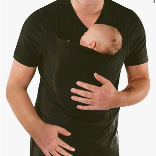 Mens Dad Shirts Baby Carrier Shirt Short Sleeve Skin to Skin New Dad Gifts T-Shirt with Pocket