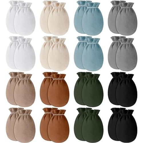 Cuffbow 16 Pairs Newborn Baby Mittens Infant Toddler Gloves No Scratch Mittens Gloves for 0-6 Months Baby Boys Girls