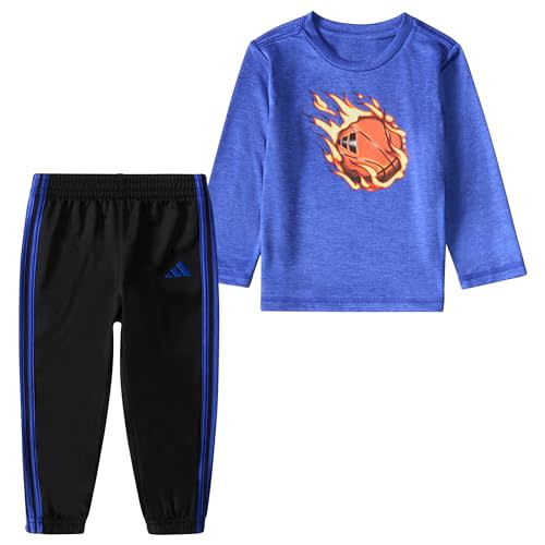 adidas boys 2-piece Long Sleeve Poly Mélange Tee and Joggers Set