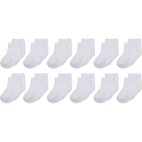 Touched by Nature Unisex Baby Organic Cotton Socks - 0-6 Months - White 12-pack