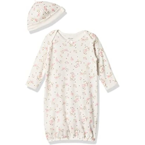 Little Me 2-Piece Girls' Infant Nightgown & Hat Sets, 0-3 Months