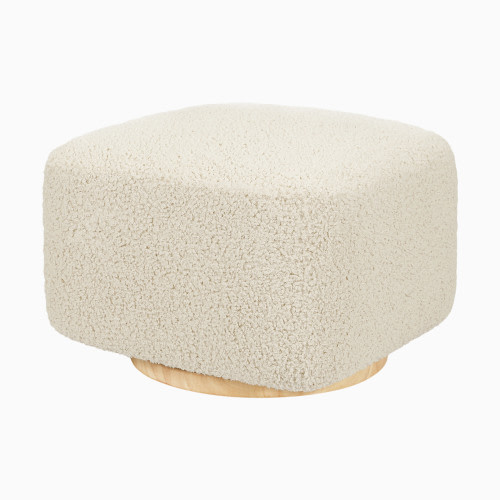 babyletto Kiwi Gliding Ottoman - Almond Teddy Loop With Light Wood Base