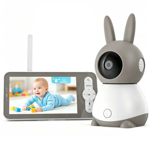 Baby Monitor with Camera and Audio, 2K HD 5'' Screen & App Control, No WiFi, Cry and Motion Detection, VOX Mode, Night Vision, Temp & Humidity Sensor, Two Way Audio