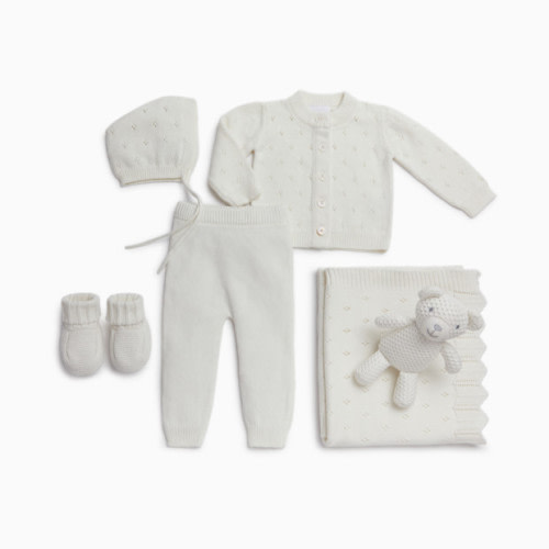 Loomsake 6-Piece Pointelle Sweater Gift Set - Ivory, 0-3 M