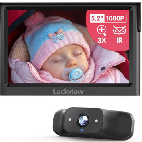 BM1 Baby Car Camera for Back Seat & Pet Monitoring, 5'' 1080P Monitor with IR Night Vision, 3X Zoom, Crystal Clear View, Easy 5-Min Wired Installation for Peace of Mind