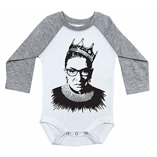 RBG Baby Raglan Onesie, Notorious RBG Crown, Feminism Bodysuit, Feminist Onesie