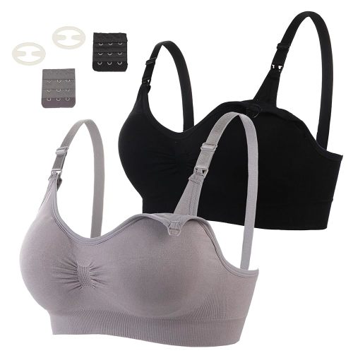 2 Pack Nursing Bras for Breastfeeding Maternity Bra Breastfeeding Wirefree Seamless Pregnancy Bralette for Womens