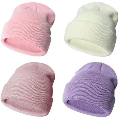 Urban Virgin 4 Packs Toddler Girls Winter Hats Infant Boys Beanie Soft Baby Caps Beanies Kids Knit Winter Hats