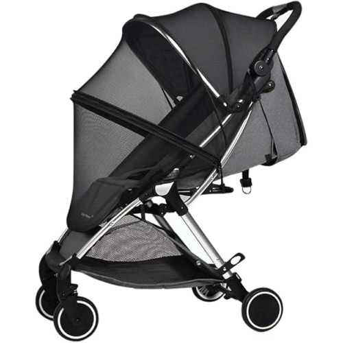 Universal Stroller Mosquito Net Cover, Zippered Full Cover Bug Net Visible Infant Mosquito Net Breathable Encrypted Mesh Bug Net Easy Installation Bug Netting Mesh for Stroller Bassinet Cradle