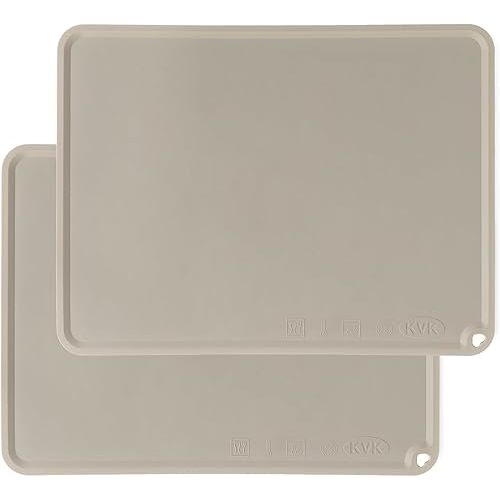 KVK Silicone Placemat for Toddles Kids Non-Slip Reusable Portable Baby Placemats for Restaurant Stain-Proof Children Food Mats Eating Table Mat 2 Pack (Ecru)