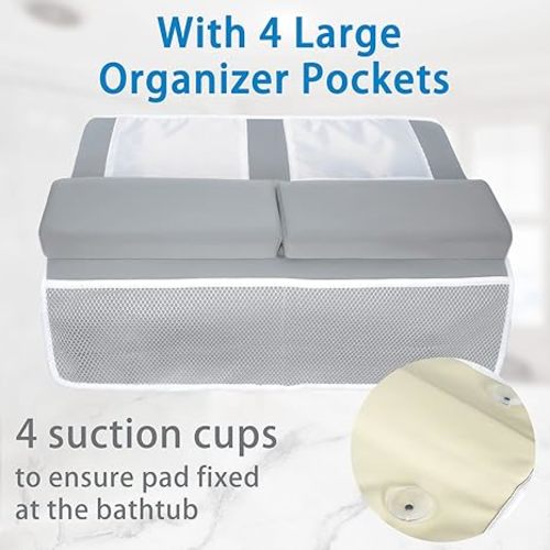 JJGoo Bath Kneeler with Elbow Rest Pad Set, 1.5 inch Kneeling Pad Mat for Bathtub - Gray - Grey