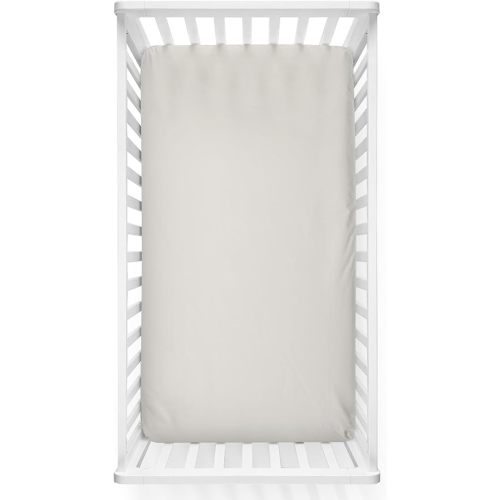 Caden Lane Fitted Crib Sheet, Breathable & Temperature-Regulating Bamboo Viscose Fabric with Elastic Edges, Fits Standard Size Baby Crib & Toddler Mattresses 28"x52", Machine Washable, Oat Beige