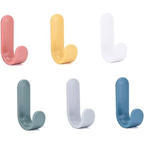 12 Pack Adhesive Hooks Utility Wall Hooks Key Hooks for Wall Decorative Key Holder Rack Self Adhesive Wall Hooks for Towels, Hats, Shower, Kitchen, Living Room, Office
