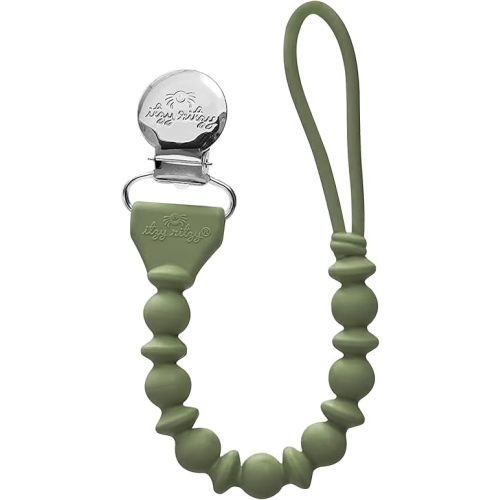 Itzy Ritzy Silicone Pacifier Clip; 100% Food Grade Silicone Pacifier Strap with Clip Keeps Pacifiers, Teethers & Small Toys in Place; Features One-Piece Design & Silicone Cord (Camo)