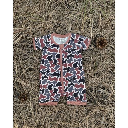 Old School Camoflauge Bamboo Shortie Romper