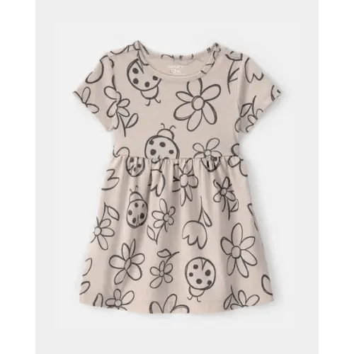 Baby Girl Floral Ladybug Short-Sleeve Dress - Brown | Carter's
