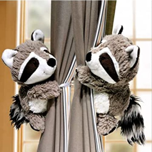 1 Pair Cartoon Curtain Tiebacks Raccoon Window Curtain Hook Curtain Clips Buckle Cute Animal Tieback Buckle Hook Fastener for Baby Children Living Room Bedroom Nursery Curtain (Raccoons C)