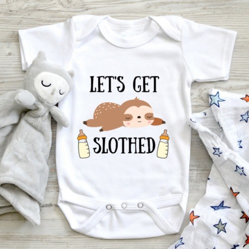 Let's Get Slothed Baby Bodysuit, Baby Bodysuit, Funny Baby Bodysuit, Baby Shower Gift, Sloth Baby Bodysuit, Gift For Baby Shower, Baby Gift