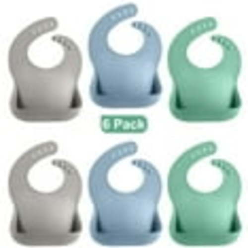 6-Pack Baby Silicone Bibs,BPA-Free,Adjustable Toddler Feeding Bibs for Mess-Free Mealtime,3 Colors