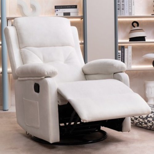 Sailvan Recliner Chair for Adults, Swivel Rocker Recliner Nursery Rocking Glider Chair, Manual Recliners Accent Chair with Lumbar Support for Living Room & Home Teatre, Beige