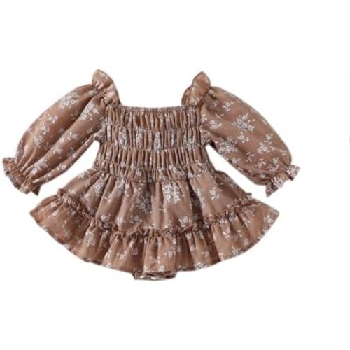 Baby Girls' Classic Floral Print Dress, Cute and Comfortable Long Sleeve Outfit for Fall, Adorable Design (6-18M)