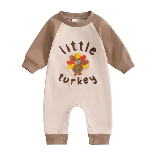 citgeett My First Thanksgiving Baby Boy Girl Outfit Little Turkey Romper Jumpsuit Cute Newborn Thanksgiving Clothes