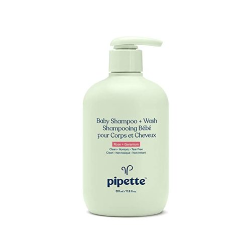 Pipette Baby Shampoo and Body Wash - Rose + Geranium, Tear-Free Bath Time, Hypoallergenic, Moisturizing Plant-Derived Squalane, Non-Toxic, Sulfate Free, 11.8 fl oz - 11.8 Fl Oz (Pack of 1)