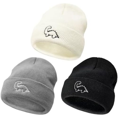 Durio 3 Pack Unisex Toddler Beanie Cute Pattern Baby Winter Hat for Girls Boys Warm Infant Baby Caps Preemie Hats 0-3 Years