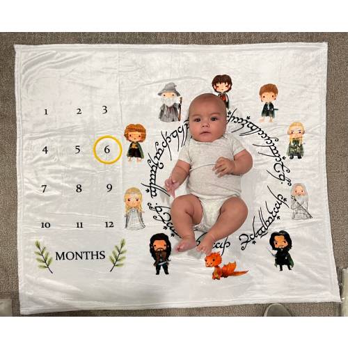 Customizable Milestone Blanket / Lord of the Rings / Nerd Blanket / Baby Blanket / Plush / Ultra Soft Fleece